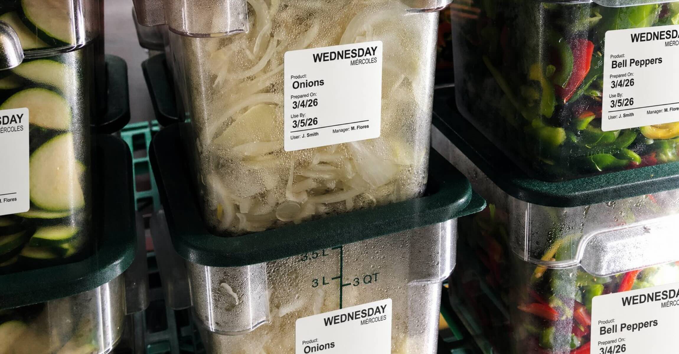 Fresh food labeling systems for restaurants using date code labels to improve food safety and operational consistency at scale
